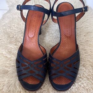 Chie Mihara Twisted Palma leather sandals in blue. Size EU 40/US 10.